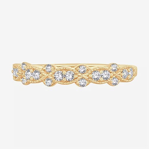 Modern Bride Womens 1/4 Ct. T.w. Natural White Diamond 10k Gold Anniversary Wedding Band In Yellow