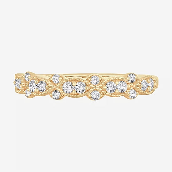 Womens 1/4 CT. T.W. Natural White Diamond 10K Gold Anniversary Wedding Band