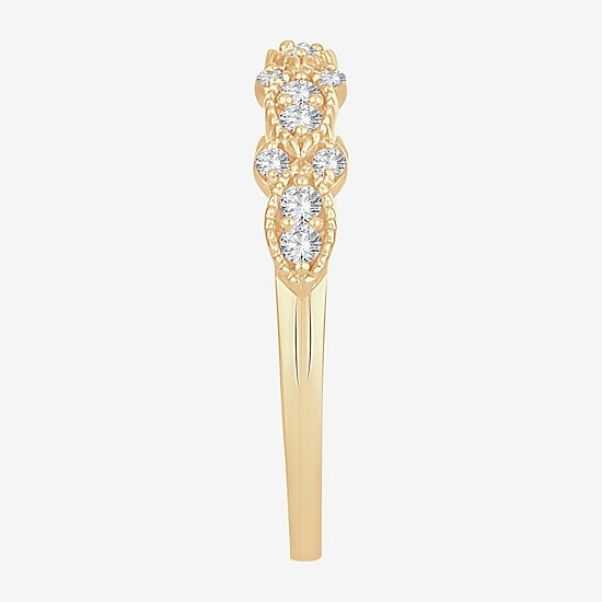 Womens 1/4 CT. T.W. Natural White Diamond 10K Gold Anniversary Wedding Band