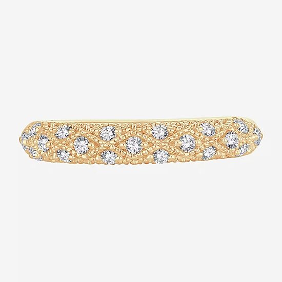 Womens 1/4 CT. T.W. Natural White Diamond 10K Gold Anniversary Wedding Band