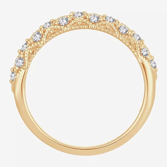 Womens 1/4 CT. T.W. Natural White Diamond 10K Gold Anniversary Wedding Band