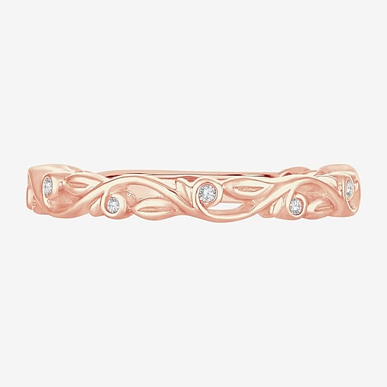 Womens Diamond Accent Natural White Diamond 10K Gold Wedding Band