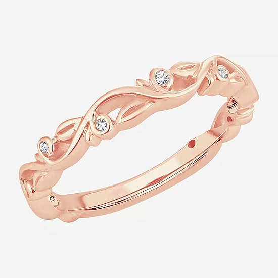 Womens Diamond Accent Natural White Diamond 10K Gold Wedding Band