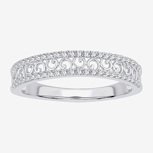 Modern Bride Womens 1/5 Ct. Natural White Diamond 10k Gold Anniversary Wedding Band