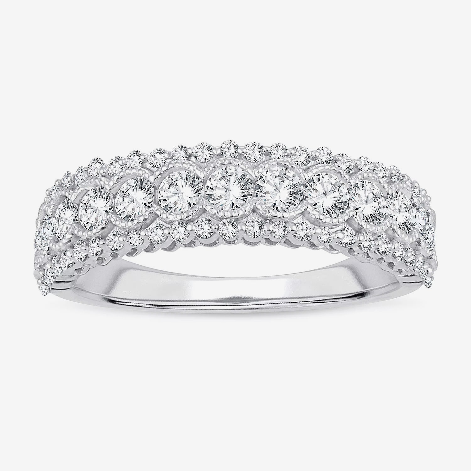 Womens 1 CT. T.W. Natural White Diamond 10K Gold Anniversary Wedding Band