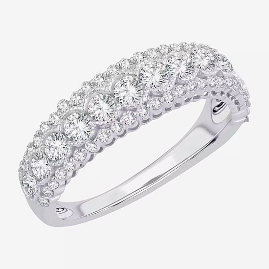 Womens 1 CT. T.W. Natural White Diamond 10K Gold Anniversary Wedding Band