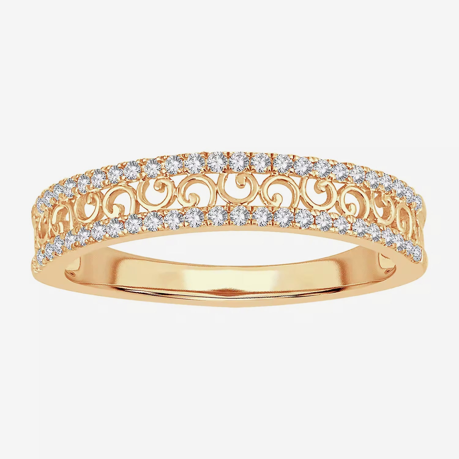 Womens 1/5 CT. Natural White Diamond 10K Gold Anniversary Wedding Band