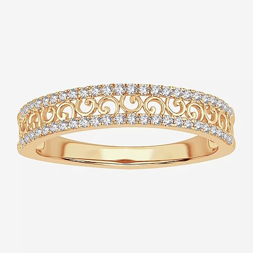 Modern Bride Womens 1/5 Ct. Natural White Diamond 10k Gold Anniversary Wedding Band In Yellow