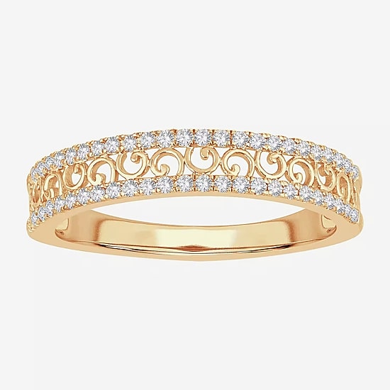 Womens 1/5 CT. Natural White Diamond 10K Gold Anniversary Wedding Band