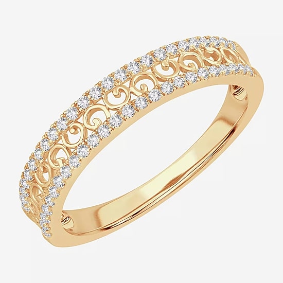Womens 1/5 CT. Natural White Diamond 10K Gold Anniversary Wedding Band
