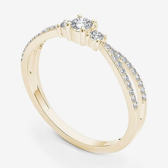 1/4 CT.T.W. Natural Diamond 10K Yellow Gold 3-Stone Engagement Ring