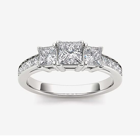 2 CT.T.W. Natural Diamond 14K White Gold 3-Stone Engagement Ring