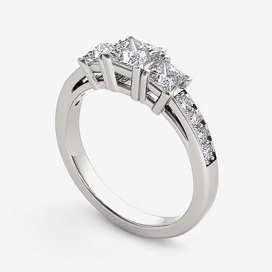 2 CT.T.W. Natural Diamond 14K White Gold 3-Stone Engagement Ring
