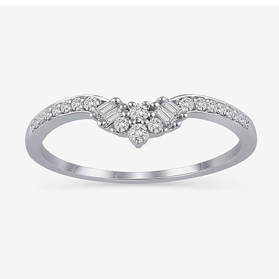 Womens 1/5 CT. Natural White Diamond 10K Gold Curved Wedding Ring Enhancer