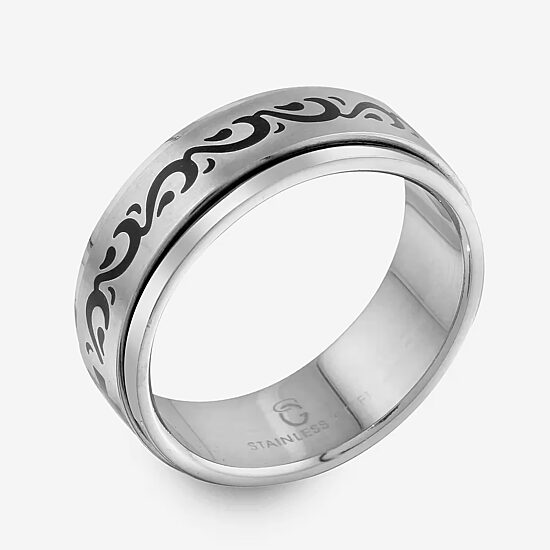 Mens 6MM Stainless Steel Cross Wedding Band