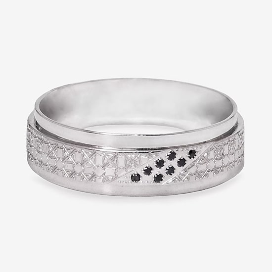 Mens 5MM Diamond Accent Natural Black Diamond Stainless Steel Wedding Band