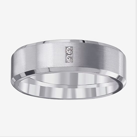 Mens 5MM Diamond Accent Natural White Diamond Titanium Wedding Band