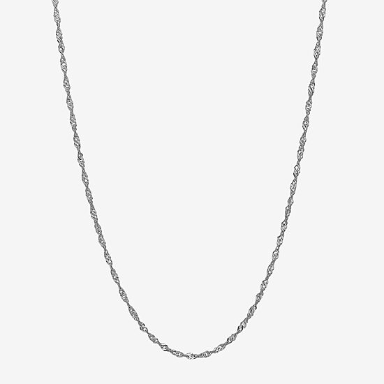 14K White Gold 20" Sparkle Singapore Chain Necklace