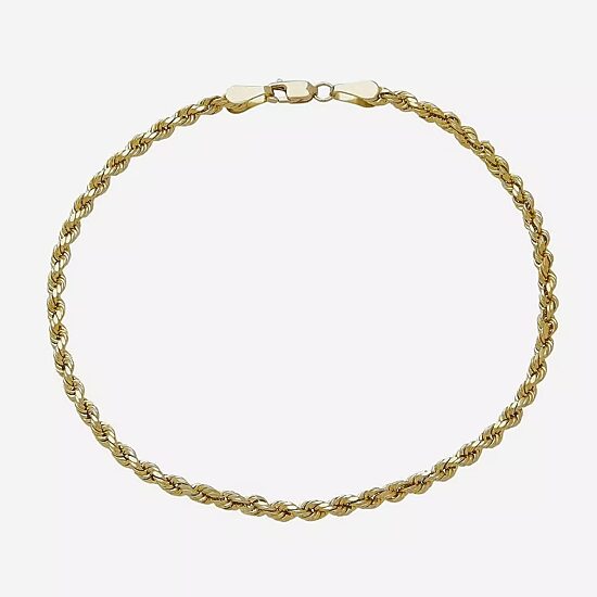 14K Yellow Gold 3mm Rope Chain Bracelet