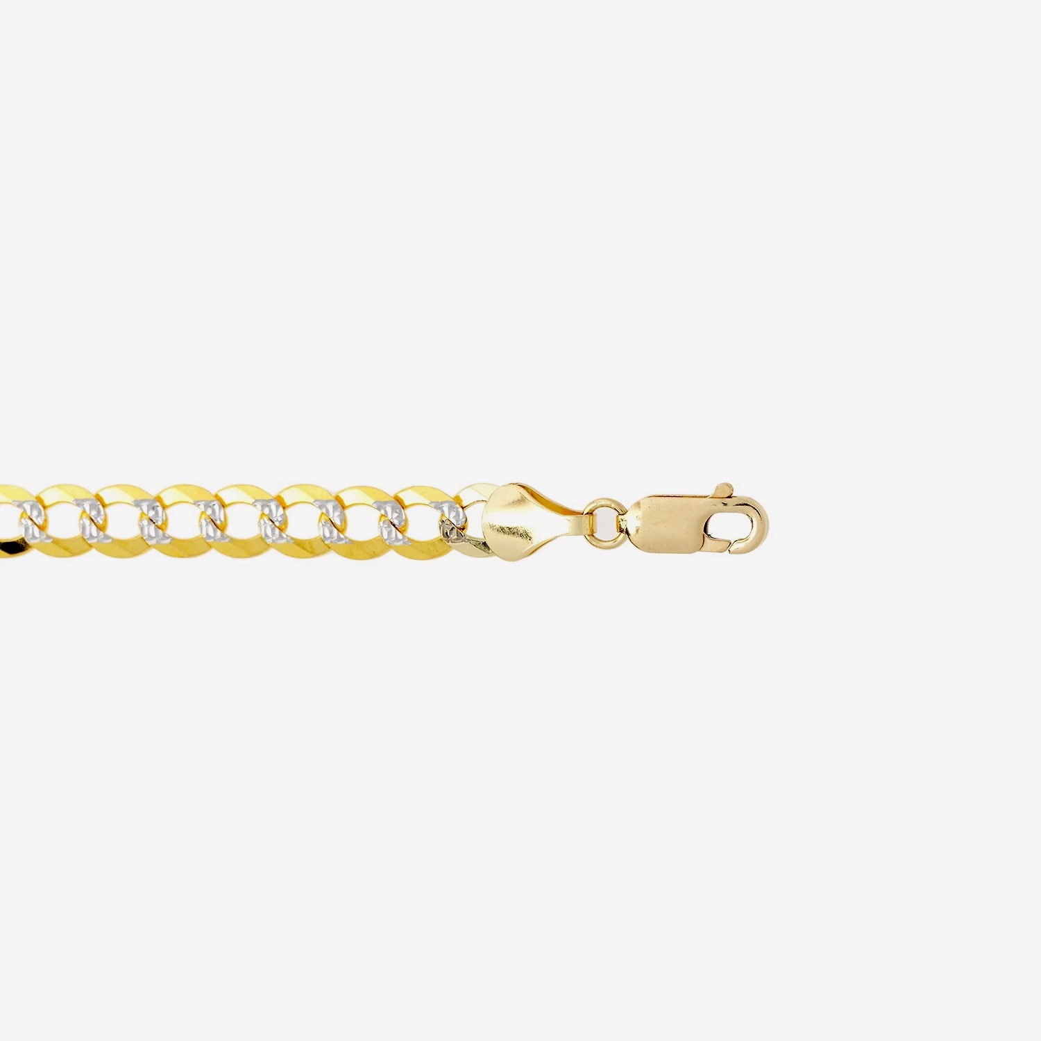 14K Two Tone 5.7MM Pave Diamond Cut Curb Necklace