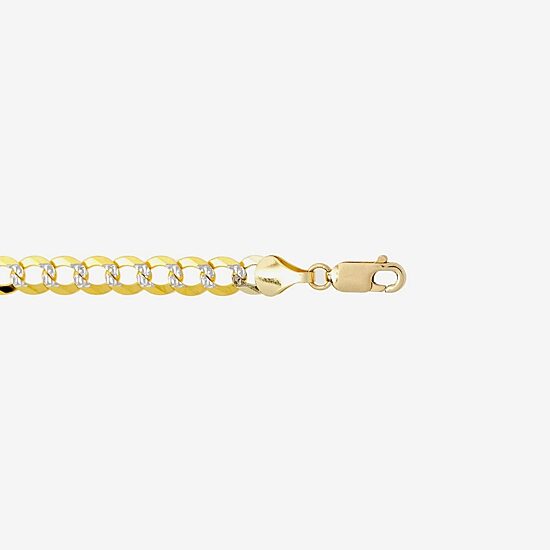 14K Two Tone 5.7MM Pave Diamond Cut Curb Necklace