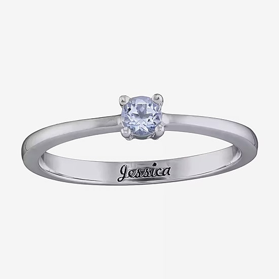 Personalized Girls Round Birthstone Ring