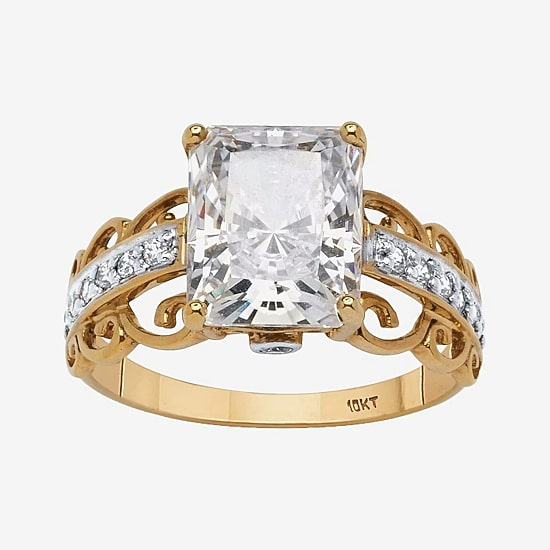 DiamonArt® Womens 3 1/4 CT. T.W. White Cubic Zirconia 10K Gold Engagement Ring