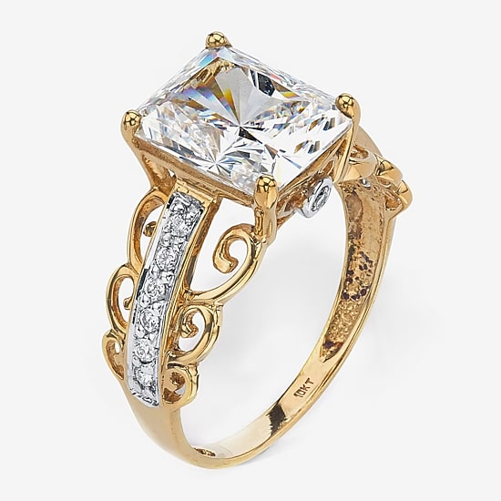 DiamonArt® Womens 3 1/4 CT. T.W. White Cubic Zirconia 10K Gold Engagement Ring
