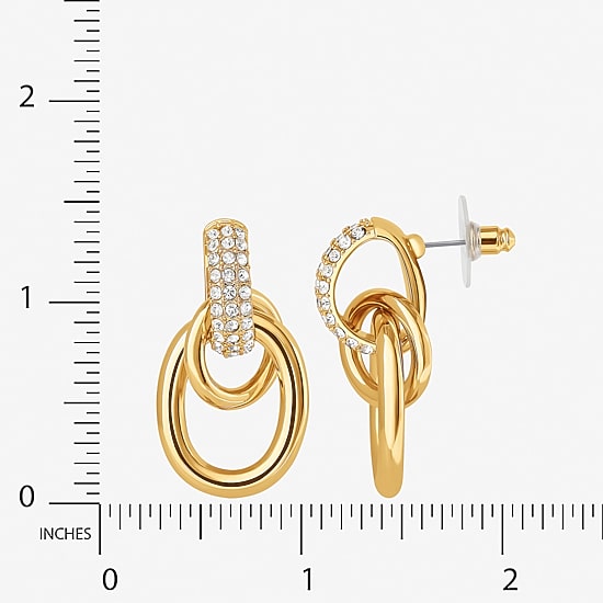 JS Jessica Simpson Gold Tone Womens Glass Drop Earrings