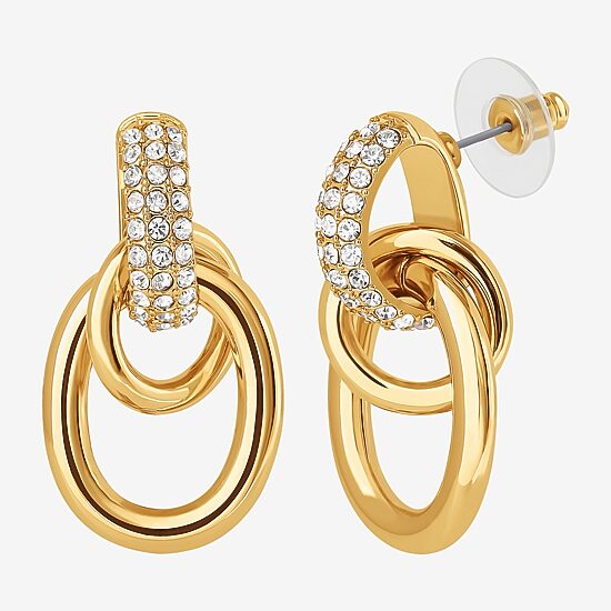 JS Jessica Simpson Gold Tone Womens Glass Drop Earrings