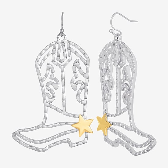 JS Jessica Simpson Gold Tone Boot Womens Drop Earrings