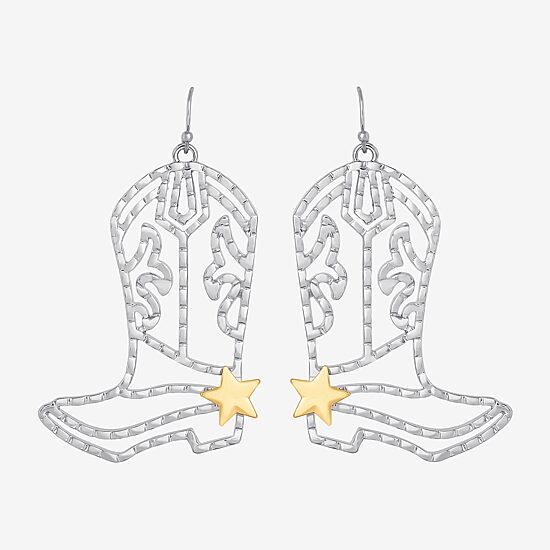 JS Jessica Simpson Gold Tone Boot Womens Drop Earrings