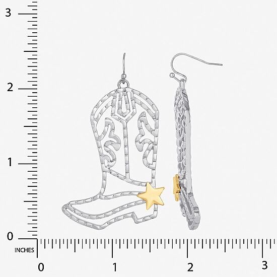 JS Jessica Simpson Gold Tone Boot Womens Drop Earrings
