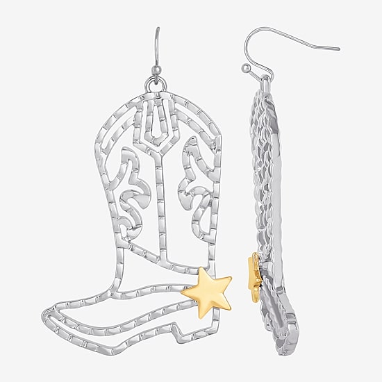 JS Jessica Simpson Gold Tone Boot Womens Drop Earrings