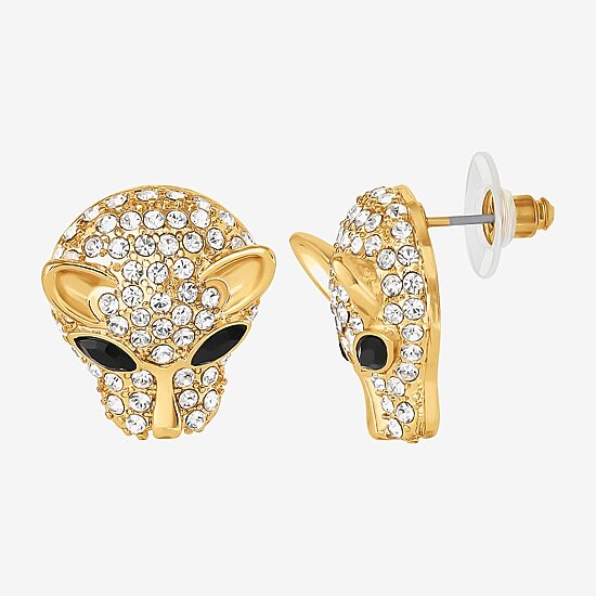 JS Jessica Simpson Gold Tone Leopard Womens Multi Color Glass Drop Earrings