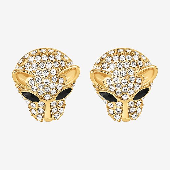 JS Jessica Simpson Gold Tone Leopard Womens Multi Color Glass Drop Earrings