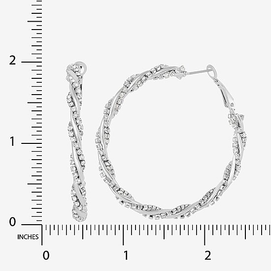 JS Jessica Simpson Silver Tone Womens Glass 51.2mm Hoop Earrings