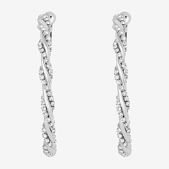 JS Jessica Simpson Silver Tone Womens Glass 51.2mm Hoop Earrings