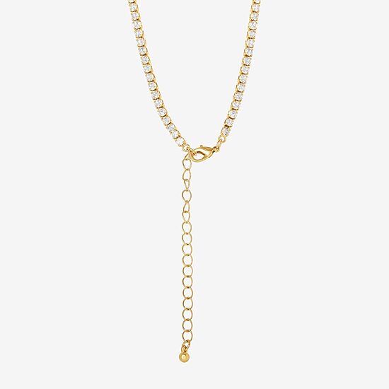 JS Jessica Simpson Gold Tone Womens Glass Alloy 15 Inch Pendant Necklace