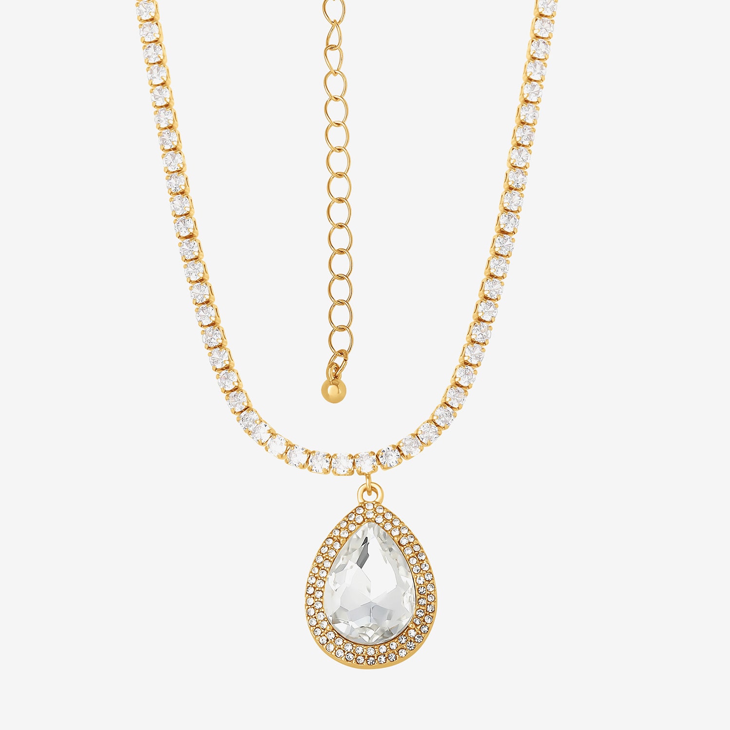 JS Jessica Simpson Gold Tone Womens Glass Alloy 15 Inch Pendant Necklace