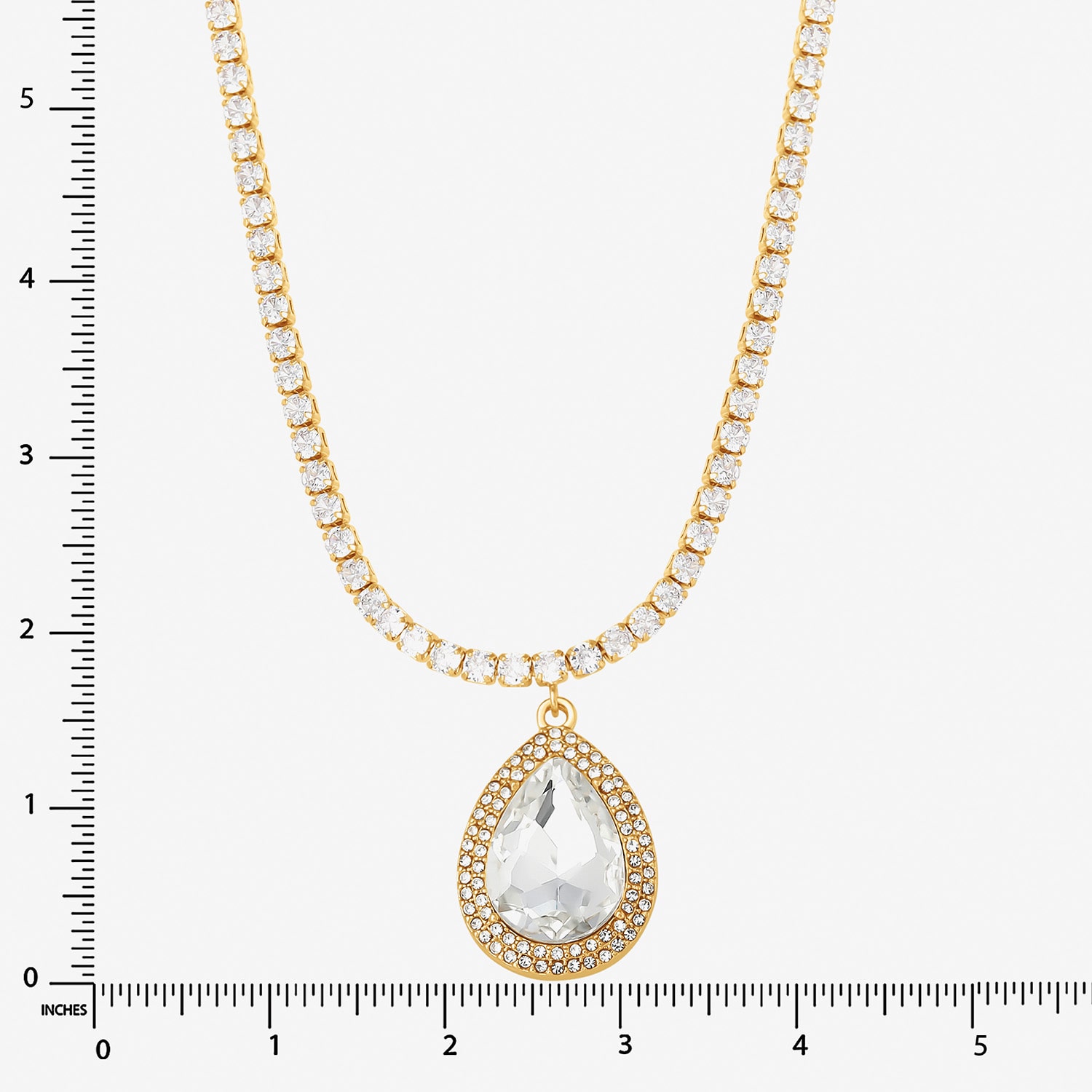JS Jessica Simpson Gold Tone Womens Glass Alloy 15 Inch Pendant Necklace