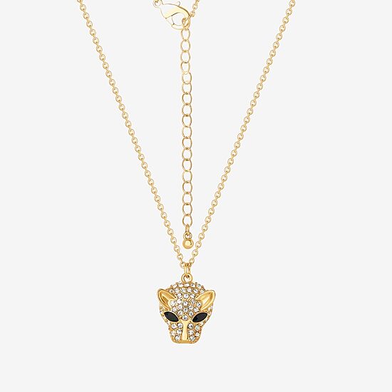 JS Jessica Simpson Gold Tone Leopard Womens Multi Color Glass Alloy 18 Inch Pendant Necklace