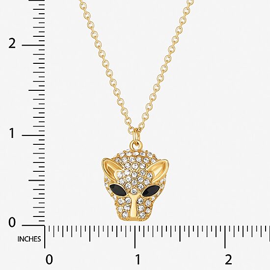 JS Jessica Simpson Gold Tone Leopard Womens Multi Color Glass Alloy 18 Inch Pendant Necklace