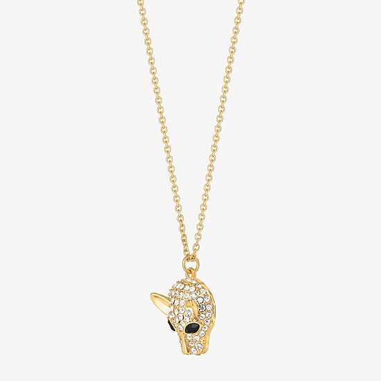 JS Jessica Simpson Gold Tone Leopard Womens Multi Color Glass Alloy 18 Inch Pendant Necklace