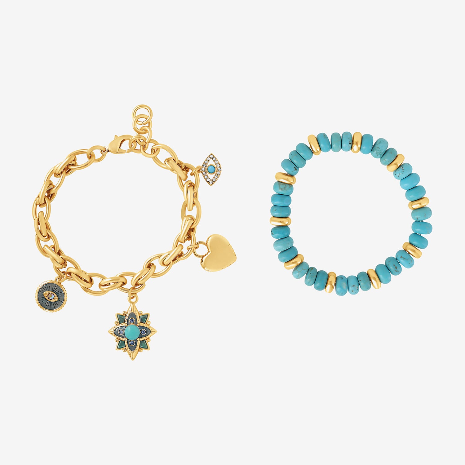 JS Jessica Simpson Gold Tone Womens 2-pc. Turquoise Turquoise Bracelet Set
