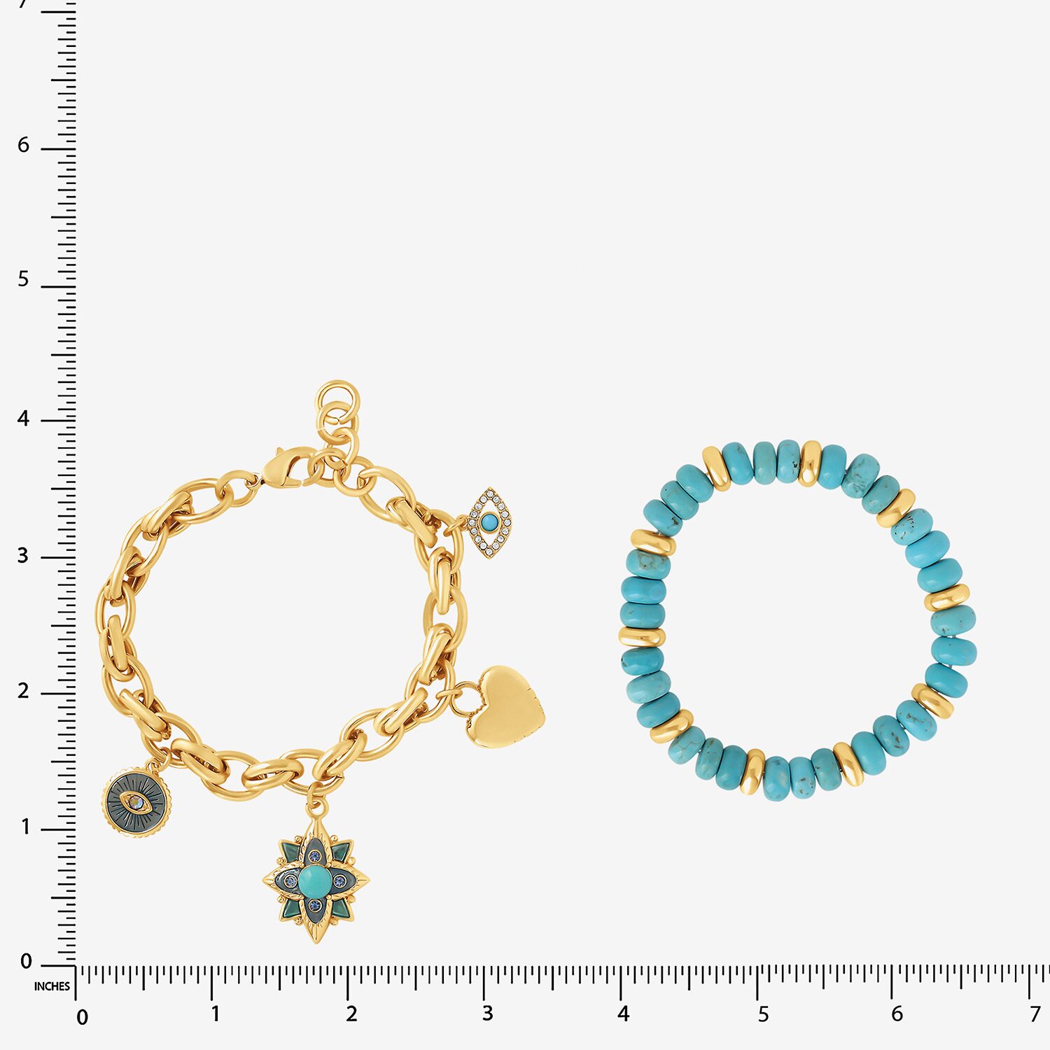 JS Jessica Simpson Gold Tone Womens 2-pc. Turquoise Turquoise Bracelet Set