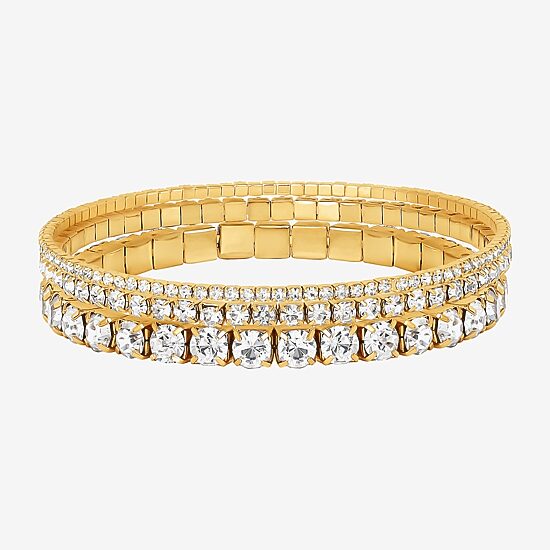 JS Jessica Simpson Gold Tone Womens 3-pc. Glass Bracelet Set