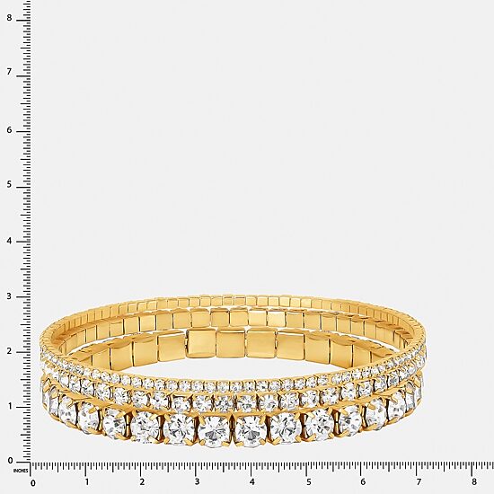 JS Jessica Simpson Gold Tone Womens 3-pc. Glass Bracelet Set