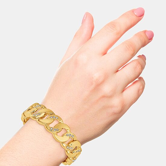 JS Jessica Simpson Gold Tone Womens Glass Stretch Bracelet