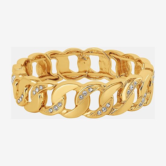 JS Jessica Simpson Gold Tone Womens Glass Stretch Bracelet